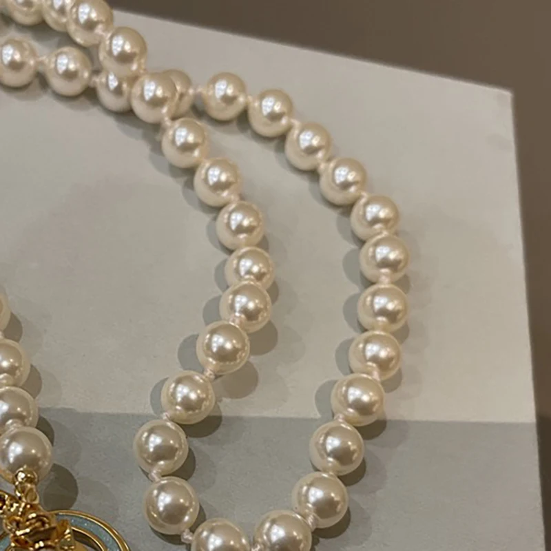 

Highest Quality Orb UFO Pearl Necklace Gilt Blue Stereo Saturn Jewelry For Women Gift Wedding Party