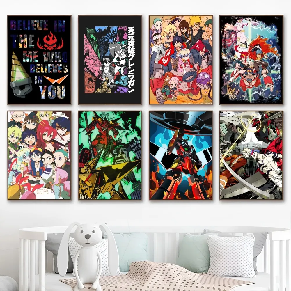 Tengen Toppa Gurren-Lagann DIY липкий постер водостойкая бумажная наклейка кофейный дом бар