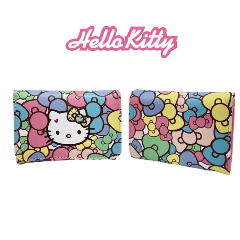 

Sanrioed HelloKittys Kawaii Korean Wallet Cat Coin Purse Simple Button Small Wallet Multi-function Bag Gift Wallet