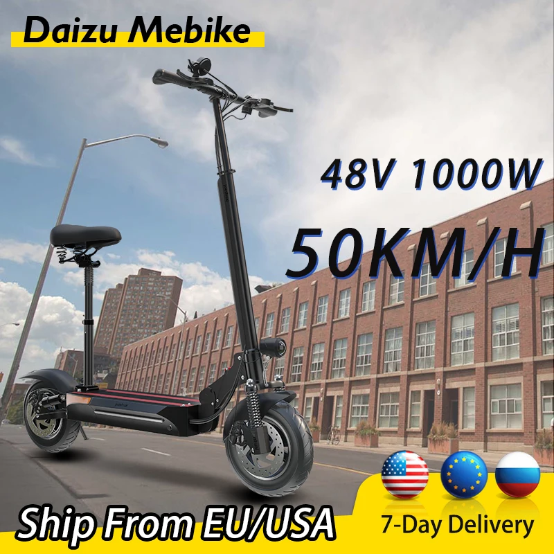 

48V 1000W Electric Scooter 48V 18AH E scooter 50KM/H High Speed with Seat Folding Long Range 80km patinete electrico 10inch Tire
