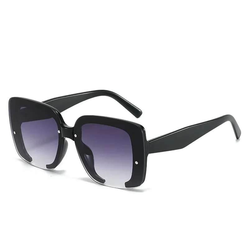 

Fashion Polygon Square Sunglasse Women Vintage Gray Brown Gradient Lens Eyewear Shades UV400 Men Rimless Rivets Sun Glasses