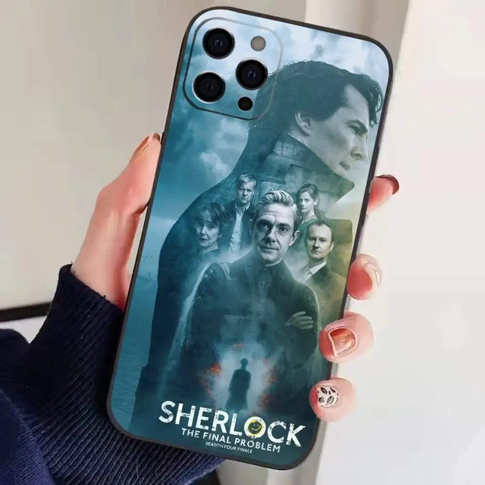 Фото Чехол для телефона S-Sherlock H-Holmes для iPhone 17, 16, 15, 14, 13, 12, 11 Plus, Pro, мягкий силиконовый, черный №3