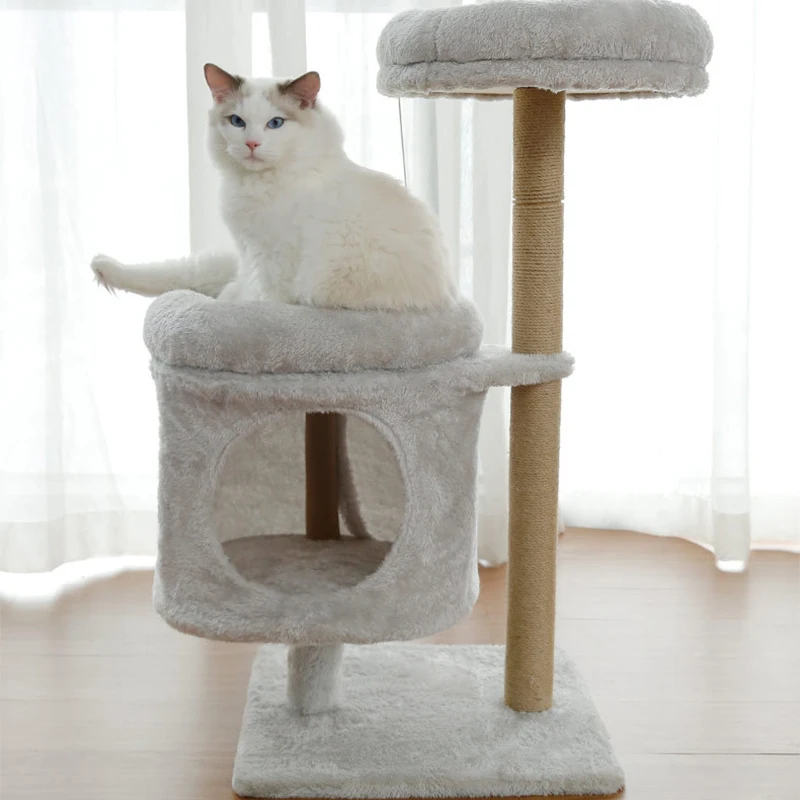 

Fully Enclosed Cat Nest Cat Climbing Frame Sisal Rope Pet Furniture for Pets Scratcher With a House All for Cats Beds and Houses