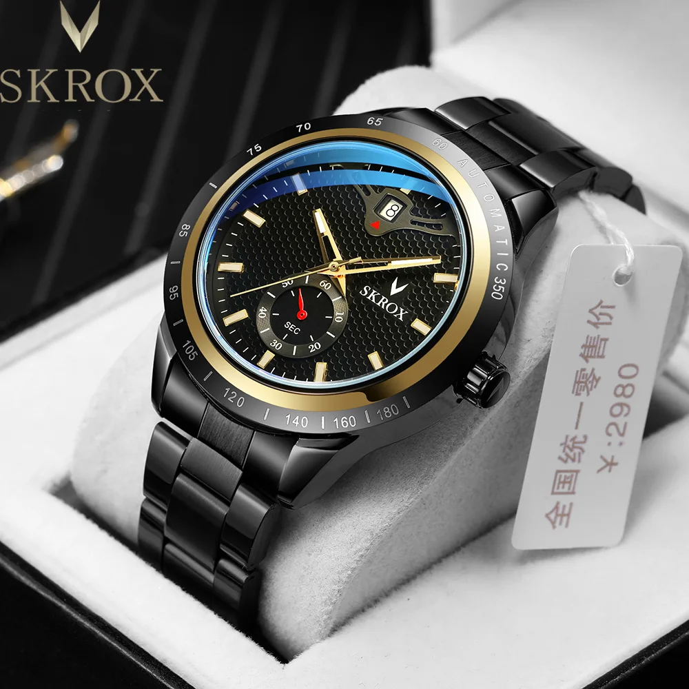 Фото SKROX Элитные бренды с сапфировым стеклом из нержавеющей стали с автоматическим механизмом Высокое качество Механические военные водонепроницаемые мужские наручные часы №2