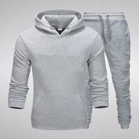 new mens sportswear drawstring tracksuit casual solid color pullover and pants 2 piece mens fall fleece jogging tracksuit
