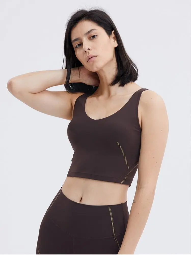 Топ бюстгальтер для йоги спортивный однотонный тренажерного зала модное