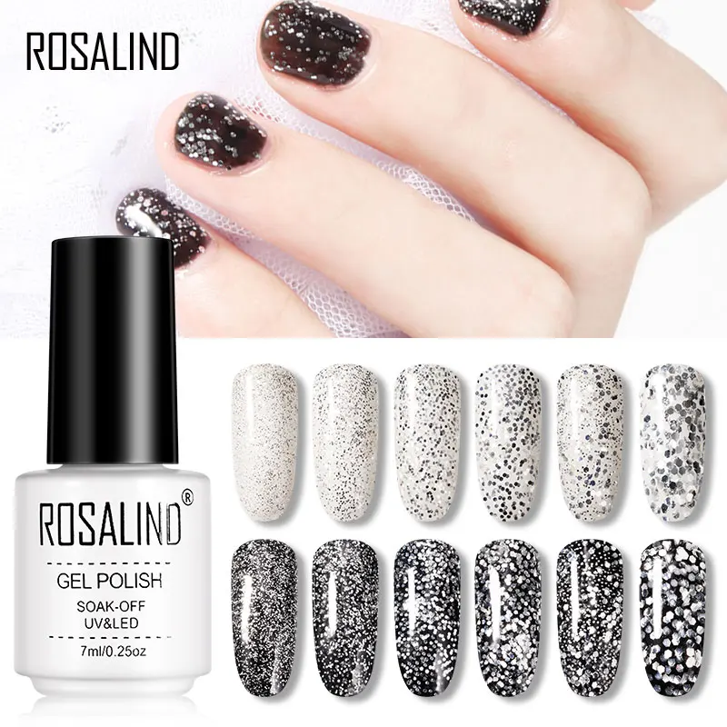 

ROSALIND Shiny For Manicure Design Gel Nail Polish Semi Permanent Varnishe Hybrid Platinum Gel Nail Base Top Lamp UV Nail Polish