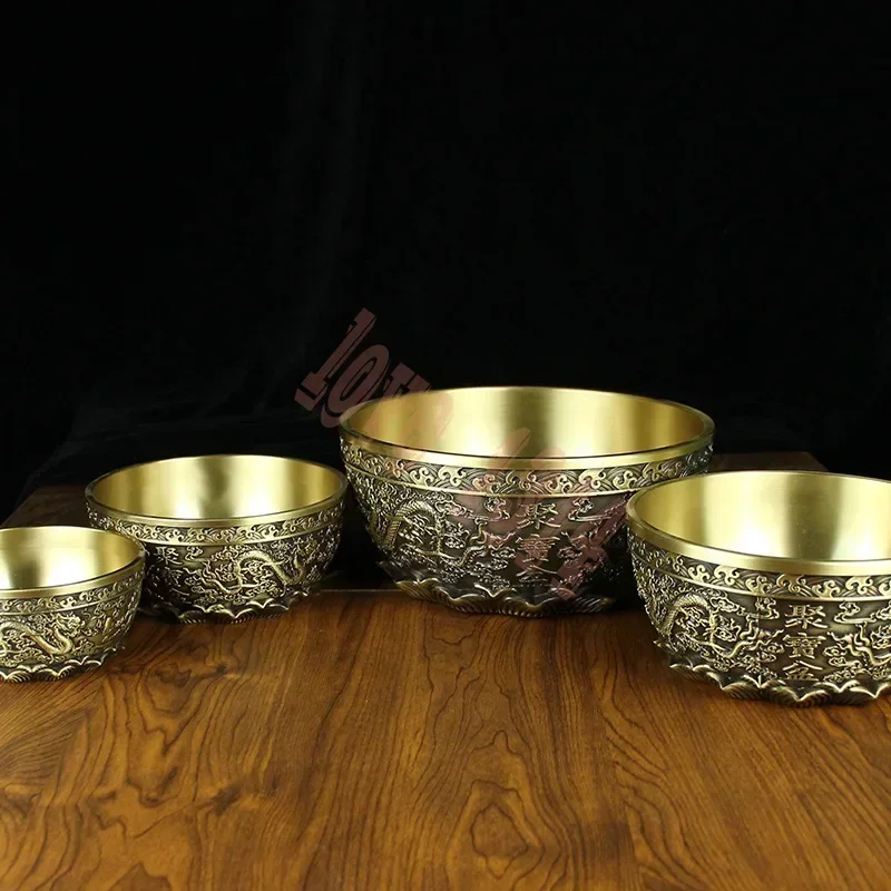 Медь Искусство Shuanglong Рога изобилия Латунь Ремесла Домашний настольный орнамент