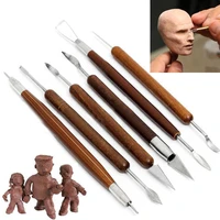 6pcs sculpting tool pottery tools wood handle pottery set wax carving sculpt smoothing polymer shapers pottery clay ceramic tool