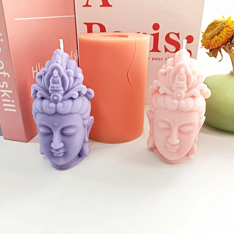 

Guanyin Head Silicone Candle Mold Buddha Candle Making supply Holiday Ornament DIY Gift to Friends Home/Table Decoration