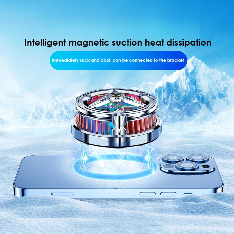 

Mini Game Cooler System Quick Cooling Fan Silent Cooler Cell Phone Cool Heat Sink 2a Phone Magnetic Radiator Small Type-c Rgb