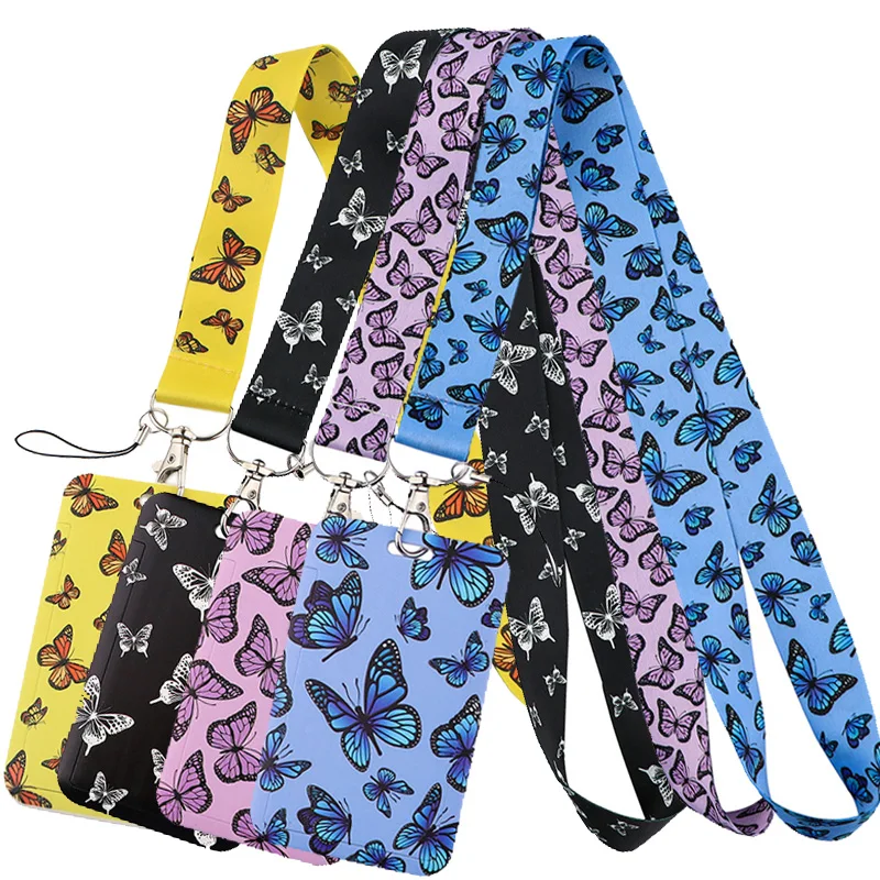 

Monarch butterfly Fashion Lanyard ID Badge Holder Bus Pass Case Cover Slip Bank Credit Card Holder Strap Card Holder