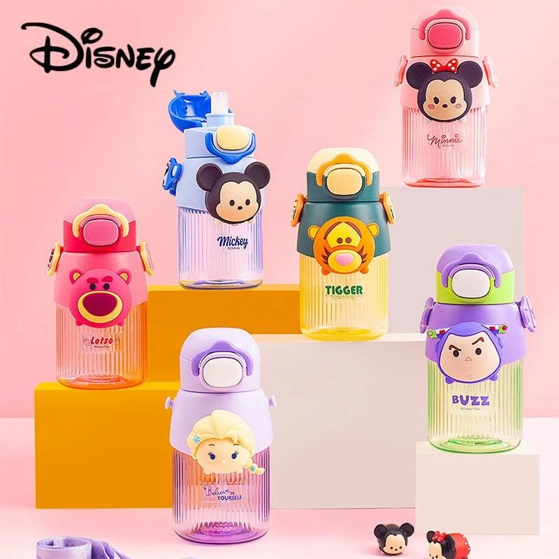 

580ml Disney Frozen Mickey Minnie Mouse Kindergarten Sippy Cup Cute Cartoon Girls Summer Outdoor Plastic Tritan Cup With Lanyard