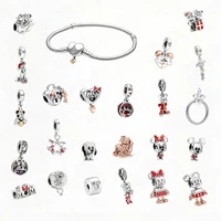 disney mickey minnie mouse series charm beads kawaii fit pandora charms set original bracelet lucky kids gift jewelry in bulk