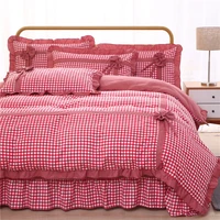 4pcs princess style ruffle home textile bedding sets adult bedding set bed duvet cover king size quilt duvet cover pillowcas