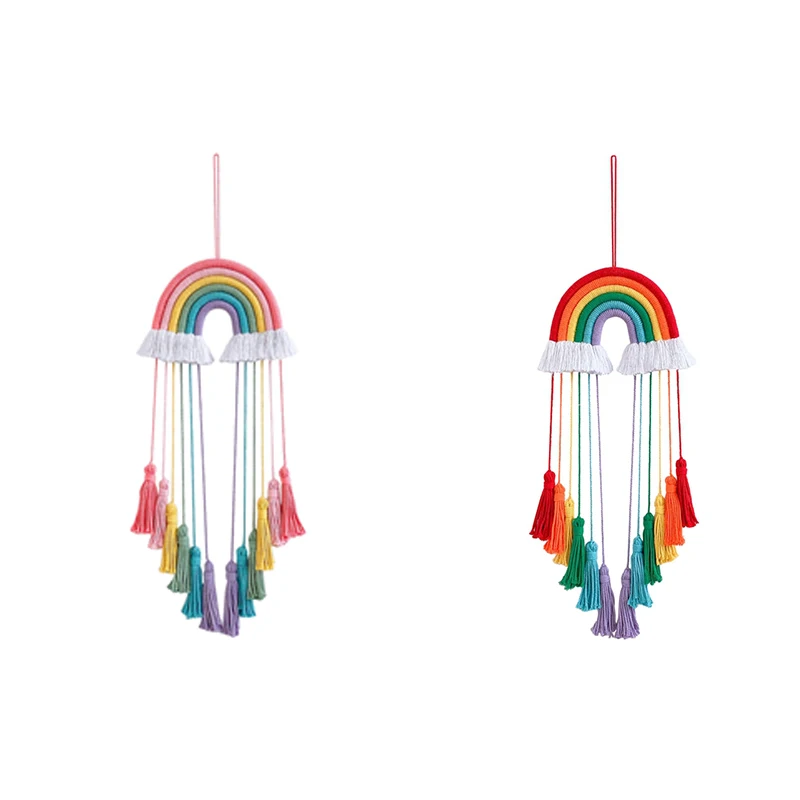 

Скандинавский Плетеный вручную макраме Радужный гобелен настенный подвесной кулон для детской комнаты цветное украшение для дома