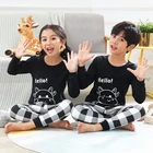 Пижамный комплект для маленьких мальчиков и девочек, корейские весенние пижамы для детей, комплект одежды для сна, хлопковые ночные костюмы с мультяшными коровами, Осенняя детская одежда
