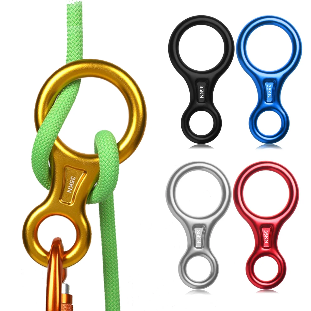 Купи Aluminum Alloy 8 Word Climbing Ring Rope Descender Gear Belay Device Downhill Eight Rings 35KN Figure Rock Climbing Descenders за 439 рублей в магазине AliExpress