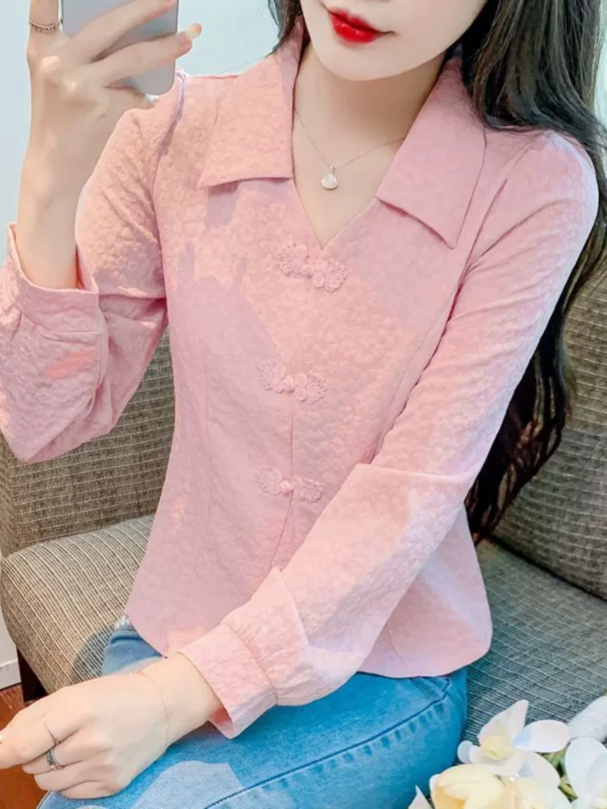 Элегантный утягивающий осенний новый модный возрастной топ в стиле вестерн