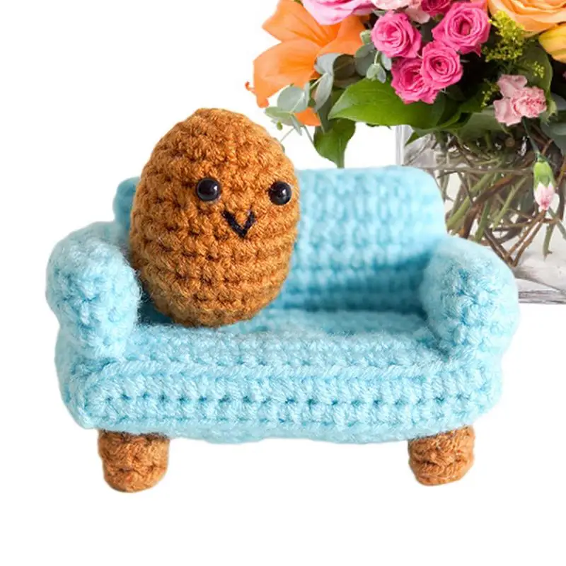 

Милый вязаный крючком картофель диван картофель игрушки с яркими выражениями милые вязаные игрушки для украшения дома искусственные сувениры смешной картофель