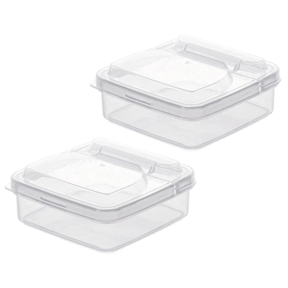 

2 Pcs Ham Mini Fridge Food Cheese Savers Packing Box Containers Portable Butter Cases Pp With Lid Slices