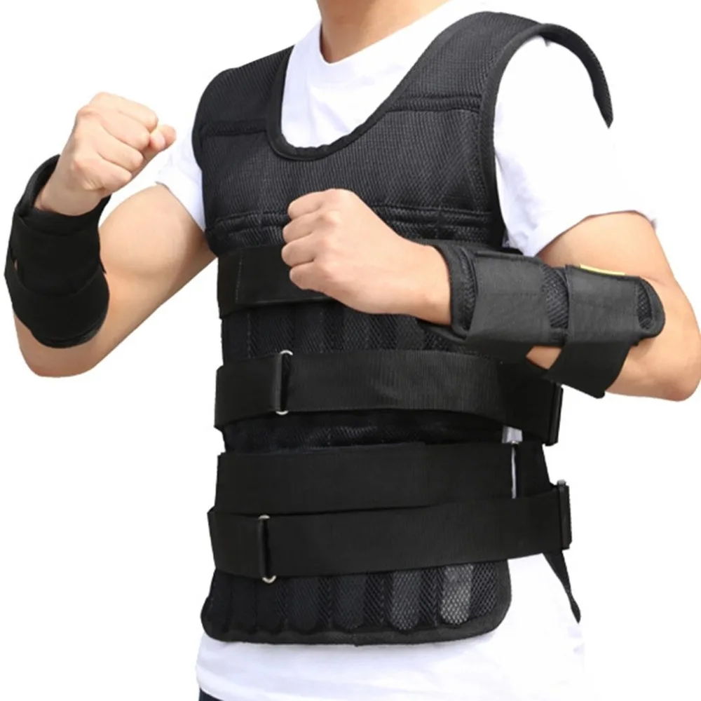 

15kg 20kg 50kg Loading Weighted Vest For Boxing Training Equipment Adjustable Exercise Black Jacket Swat Sanda Sparring Protect