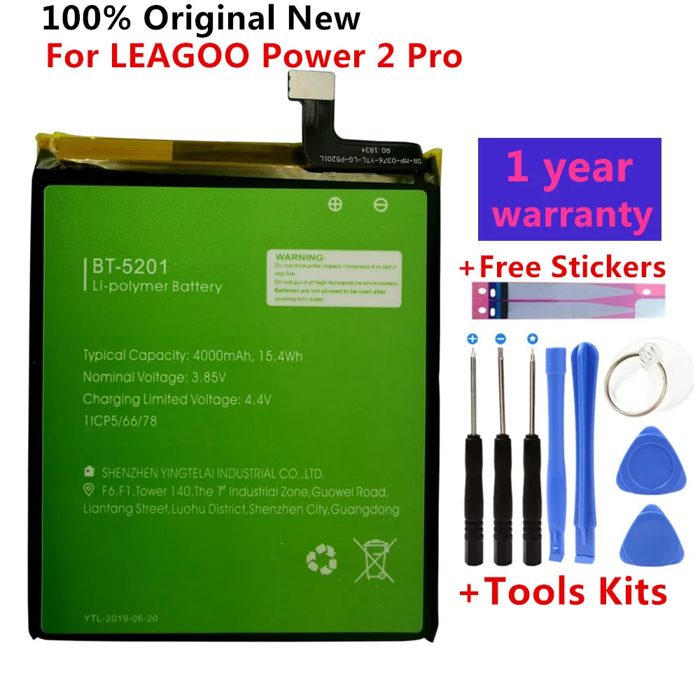 

100% оригинальный высококачественный аккумулятор 4000 мАч для LEAGOO Power 2 Pro BT-5201 BT5201 аккумулятор Мобильный телефон батареи + Бесплатные инструменты