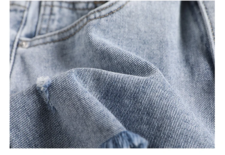 Spicy Girls' Perforated Denim Shorts Women's Clothing High Waist Summer Shorts Korean Loose A-line Large Size Hot Pants AC311