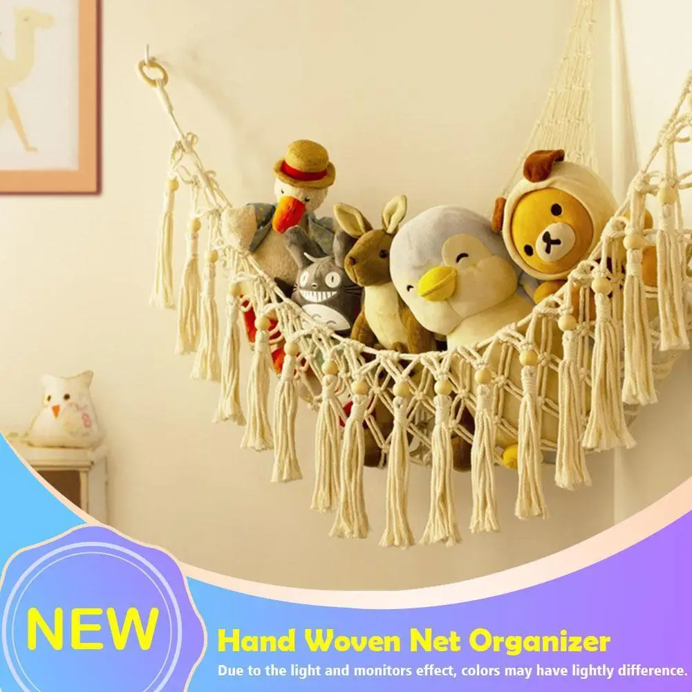 

Macrame Hammock Net Toys Storage Boho Decor Children Toys Toys Storage Organize Bohemia Net Room Hammock Soft Animals Stuff N8p9