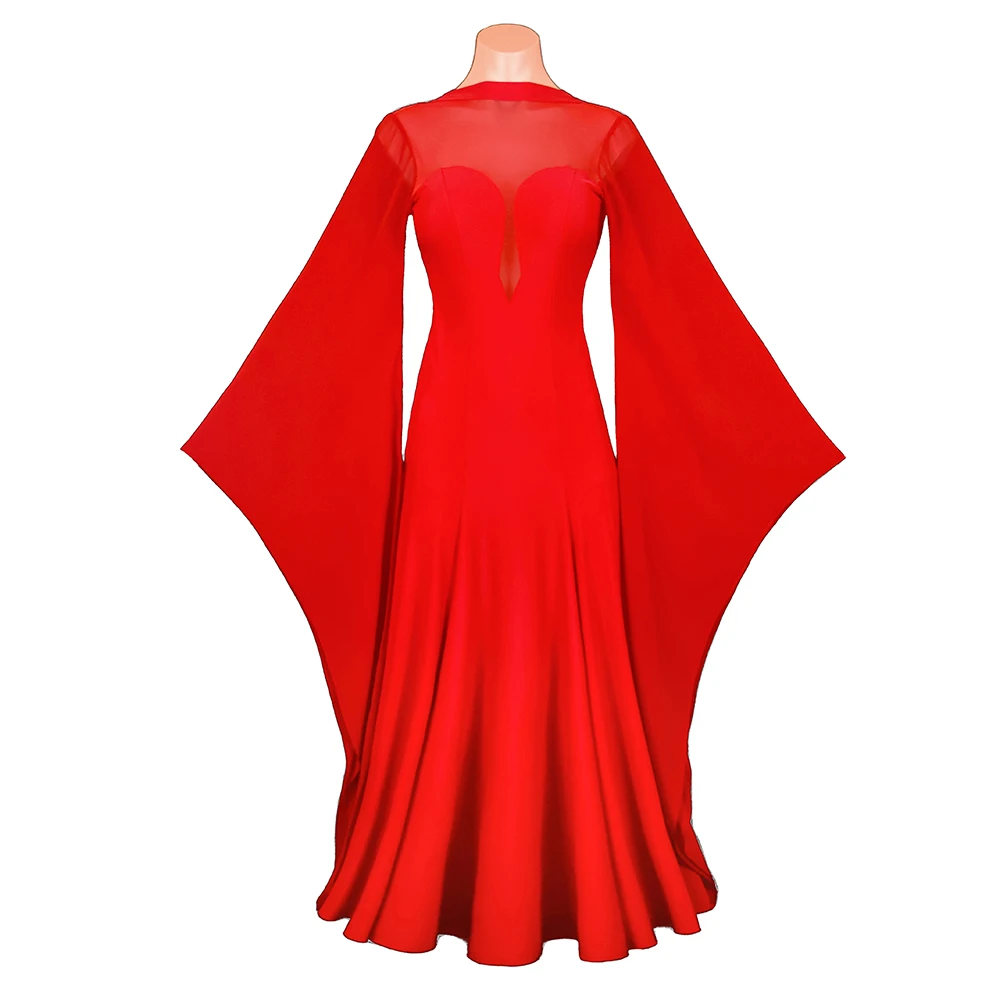 

Индивидуальное высококачественное платье для бальных танцев, женские современные костюмы для соревнований и выступлений, стандартная красная одежда для вальса и Танго