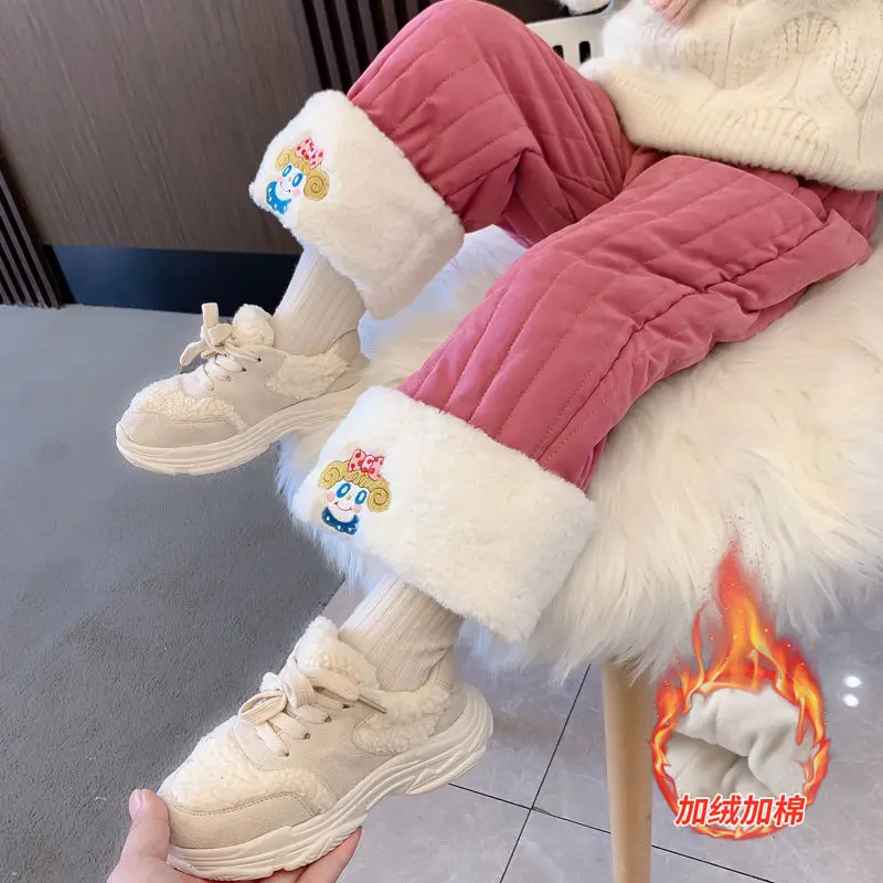 

Детские брюки, детские хлопковые теплые брюки, зимние теплые модные бархатные повседневные свободные брюки с вышивкой для маленьких мальчи...