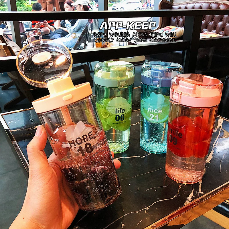 

Korean Version Of The Simple Trend Of Digital Pop-Up Lid Shake Plastic Bottle Outdoor Students Portable Portable Sports Mug