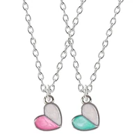 new simple necklace pink blue stitching white heart pendant female alloy material banquet gift small fresh fashion jewelry