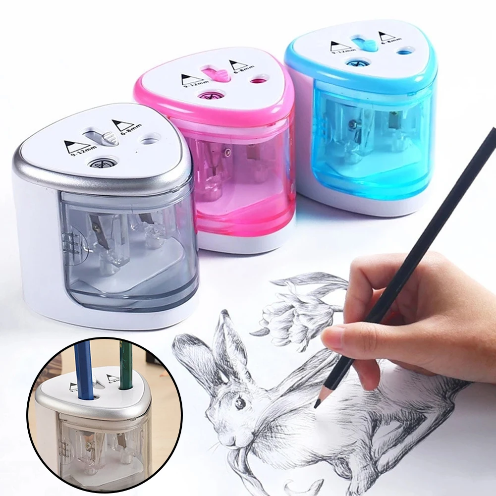 

Портативная точилка для карандашей с двойными отверстиями, высокая емкость, лоток для бесцветной стружки коротких карандашей