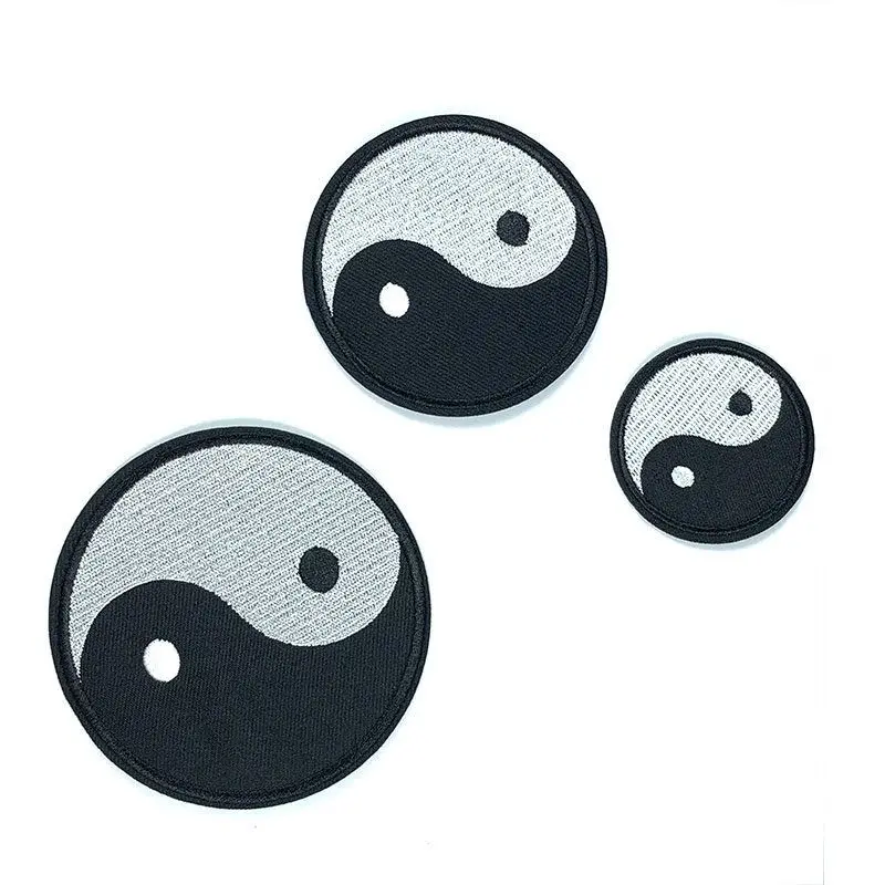 

3Pcs/lot tus Taiji Patch Chinese Religious Tai Chi Yin and Yang Embroidery Iron on Applique Sewing Fabric Magic Bagua Sun Moon