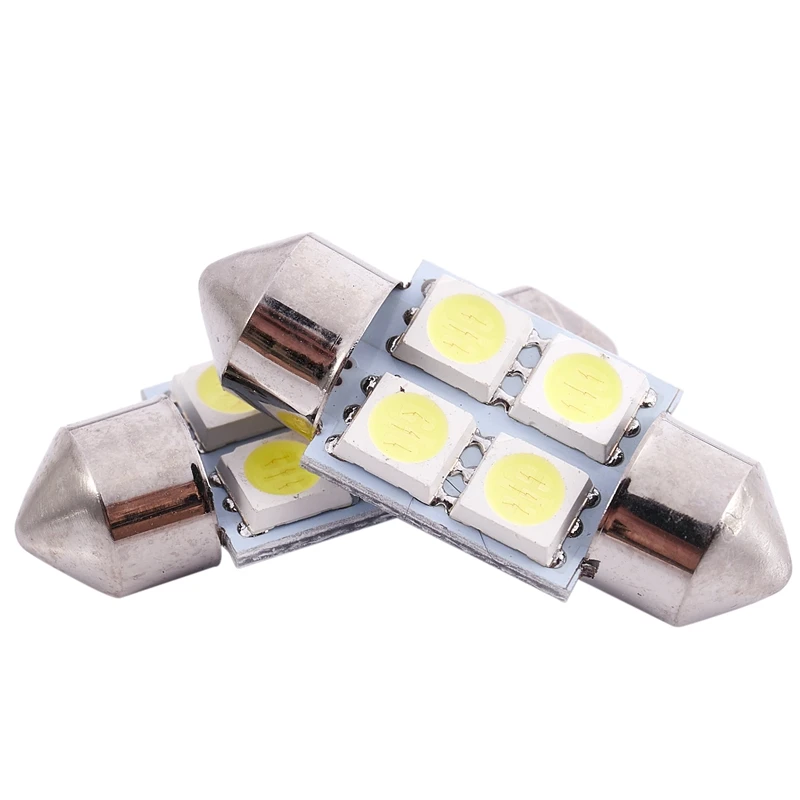 DC 12V 30mm 4 5050 SMD автомобильный интерьерный купол фестон светодиодный Белый 2 шт.