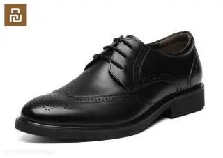 

Youpin Qimian Men's First Layer Leather Business Pointed Leather Shoes British Derby Shoes Leather Shoes Fine Gentleman Brogues