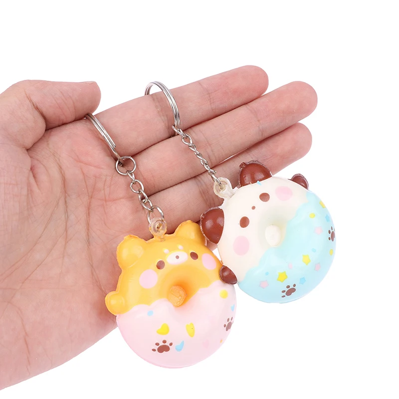 

1pc Donut Vent Pendant PU Slow Rebound Animal Decompression Vent Toy Sponge Pendant Keychain Squishy Stress Reliever Toys random