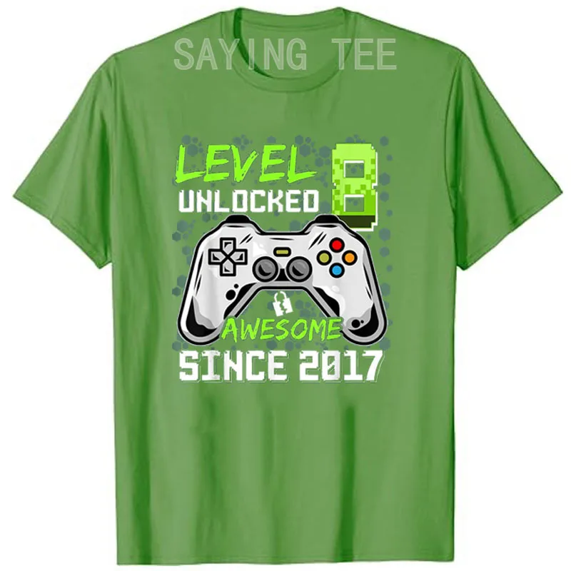 Уровень 8 разблокированный потрясающий с 2017 г. игровая футболка для мальчиков на