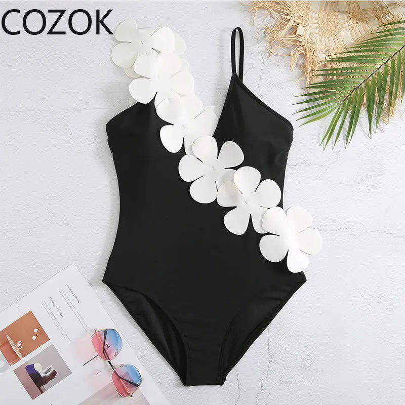 2023 New Retro One Piece Swimsuit Skirt Shoulder Strappy Swimsuit Print Floral Swimwear Women Slimming Bathing Suit Beach Wear