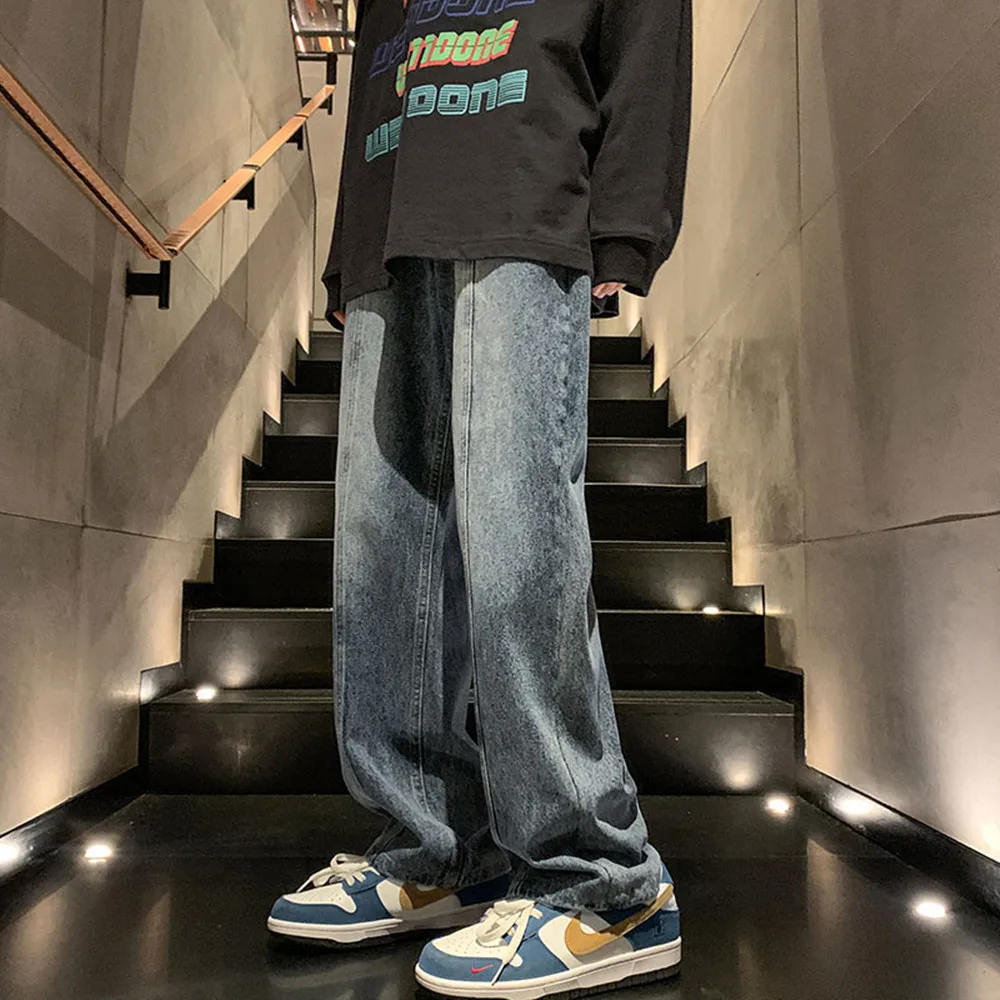 Retro Jeans Men's Loose Straight Barrel Fall/Winter High Street Tide American Street Long Pants