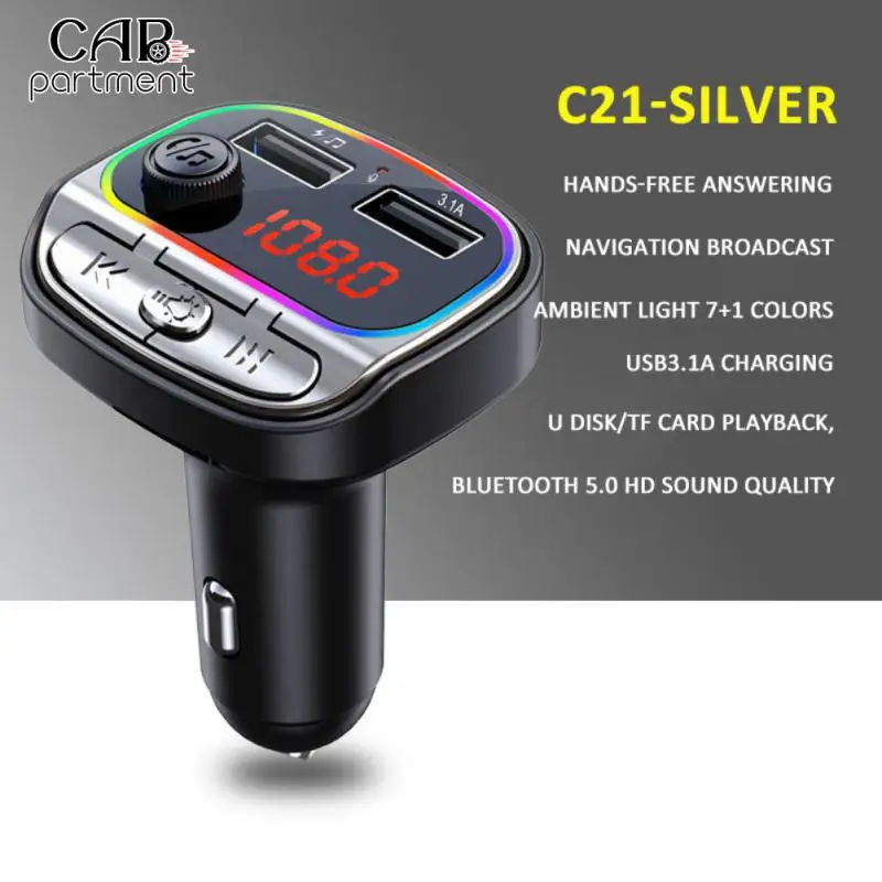 

3.1a Car Charger Fast Charging Multifunctional Audio Receiver Dual Usb Car Bluetooth Fm Transmitter Car Accessories