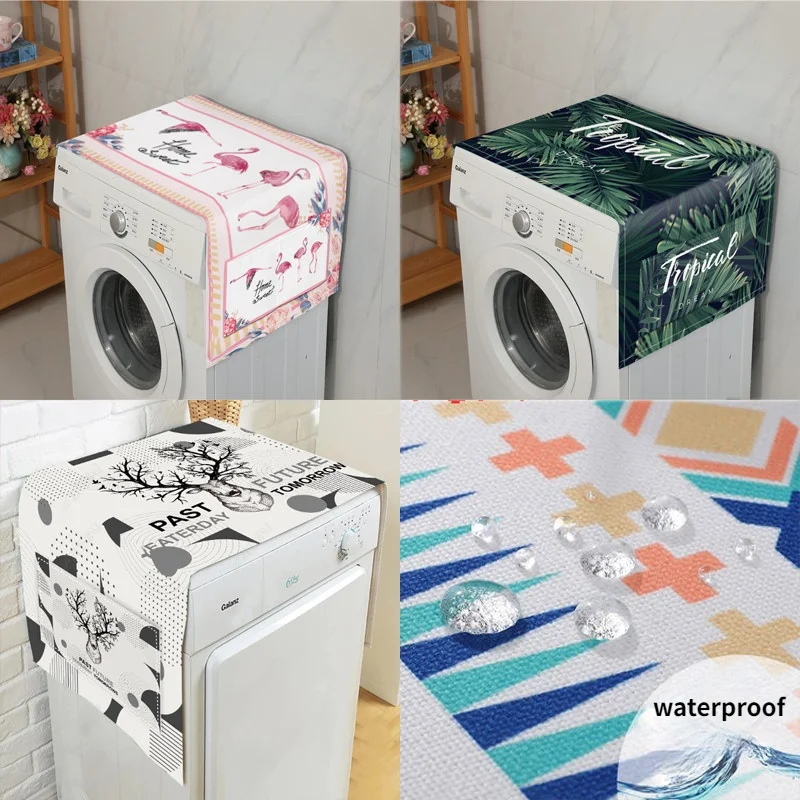 

Cotton Linen Drum Washing Machine Cover Refrigerator Cover Cloth Dustproof Sunscreen Cover Waterproof Cover Towel Microwave Oven