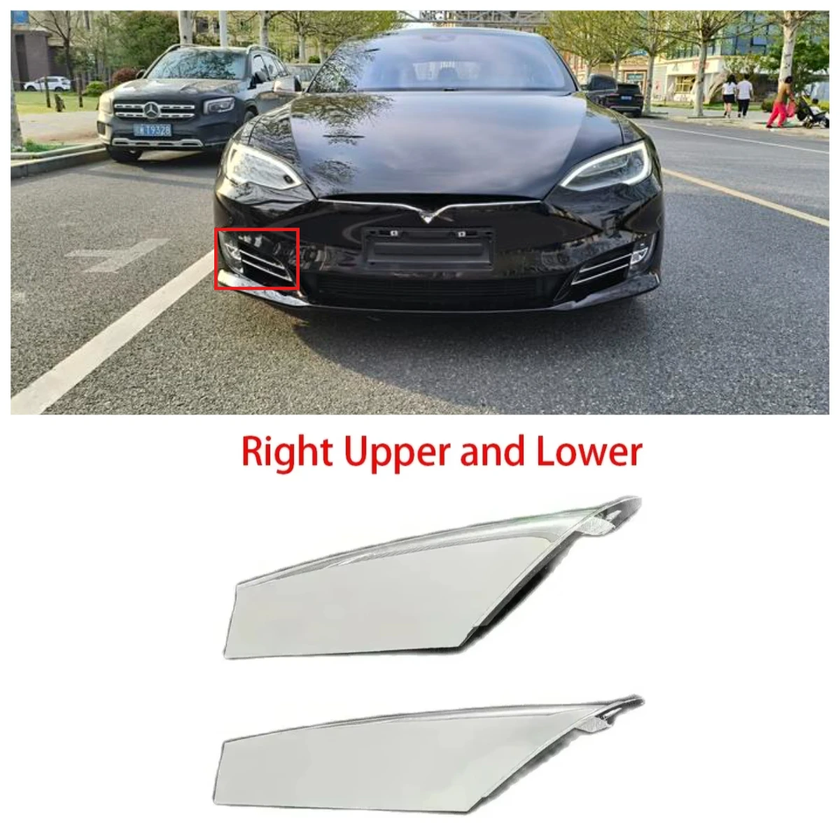 

Передний бампер OEM, верхняя/нижняя/левая/правая противотуманная фара, хромированная накладка для Tesla Model S 2016-2022