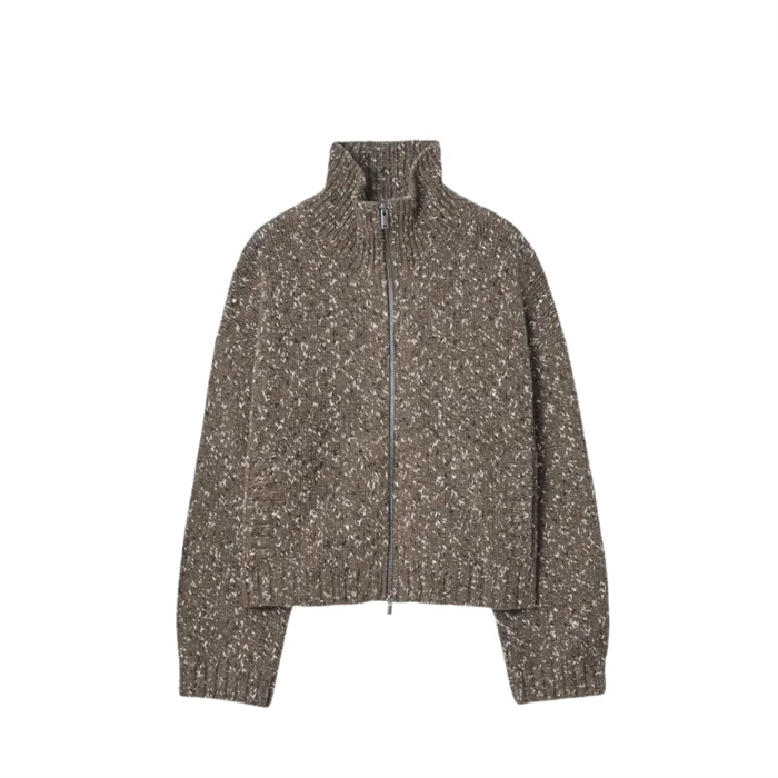 Осень-зима 2023 повседневная версия флисовый кардиган на молнии со смешанной