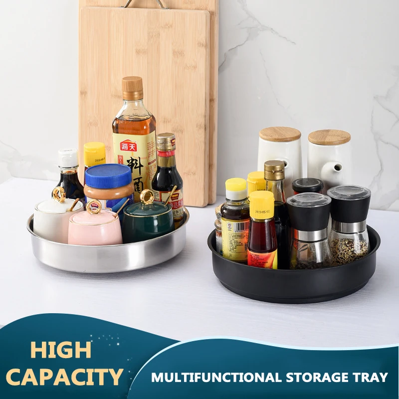 

Rotation Cabinet Organizer Storage Spice Drink Cosmetic Storage Rack Kitchen Storage Tray Pantry Cabinet Turntable Spice Rack