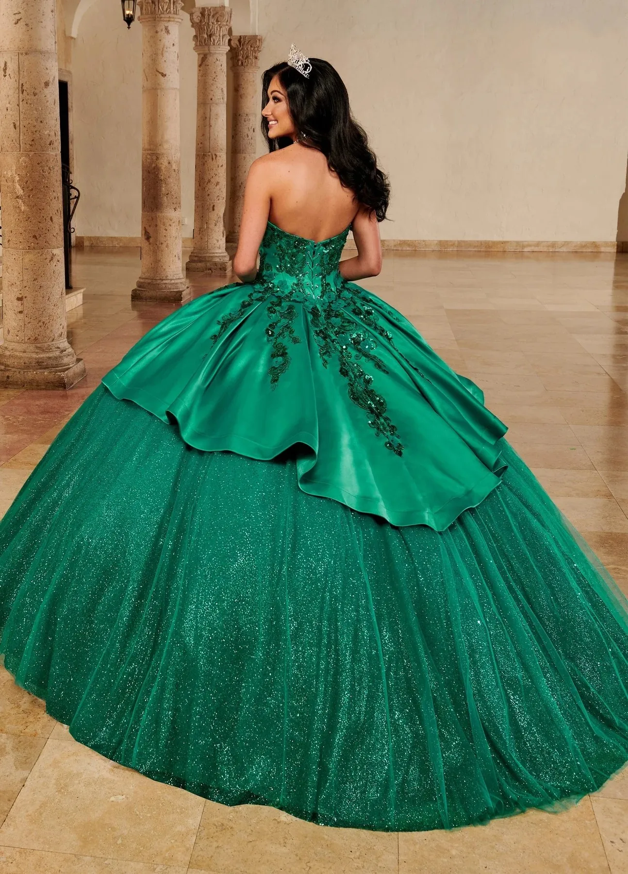 Green Charro Quinceanera Dresses Ball Gown Off The Shoulder Sequins Appliques Puffy Mexican Sweet 16 15 Anos Customized