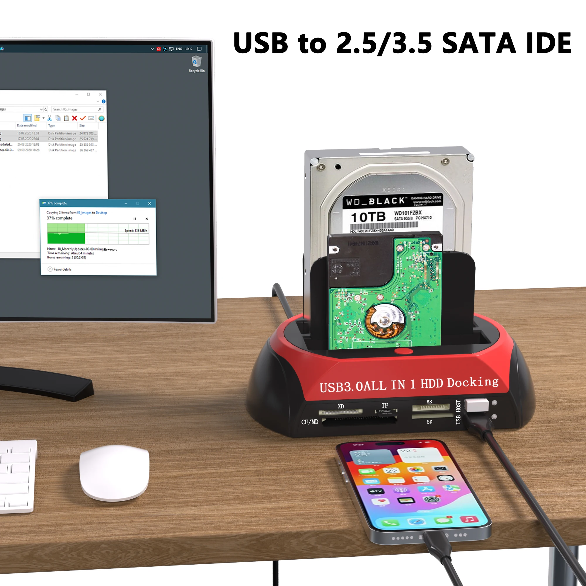 USB-SATA IDE 2 5 3 5-дюймовый считыватель жестких дисков HDD SSD