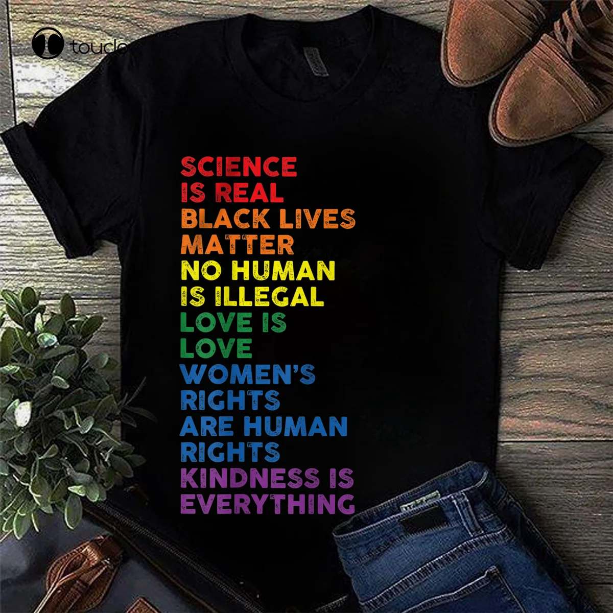 

New Distressed Science Is Real Black Lives Matter Lgbt Pride Gift T-Shirt Cotton Tee Shirt Unisex