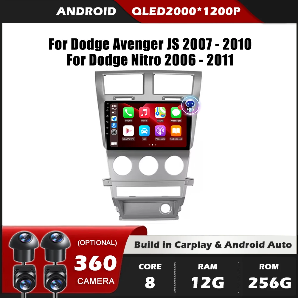 Автомобильный радиоприемник Carplay для Dodge Avenger JS 2007-2010 Nitro 2006-2011 навигация GPS Android